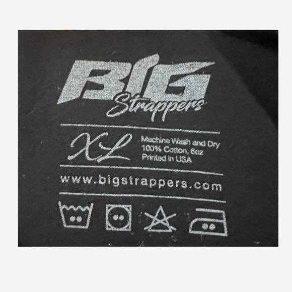 Big Strappers T-Shirt Men's Size XL Black 100% Cotton "Big Strappin Ain't Easy" - Picture 4 of 4
